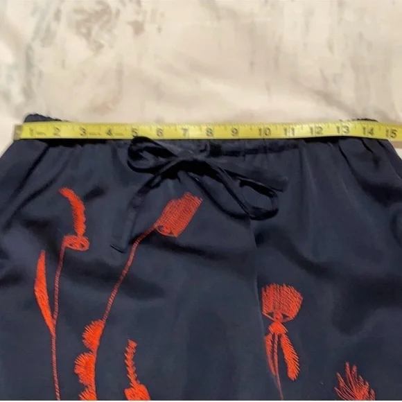Dries Van Noten Mid Length Blue Skirt with beautiful Red Stitching